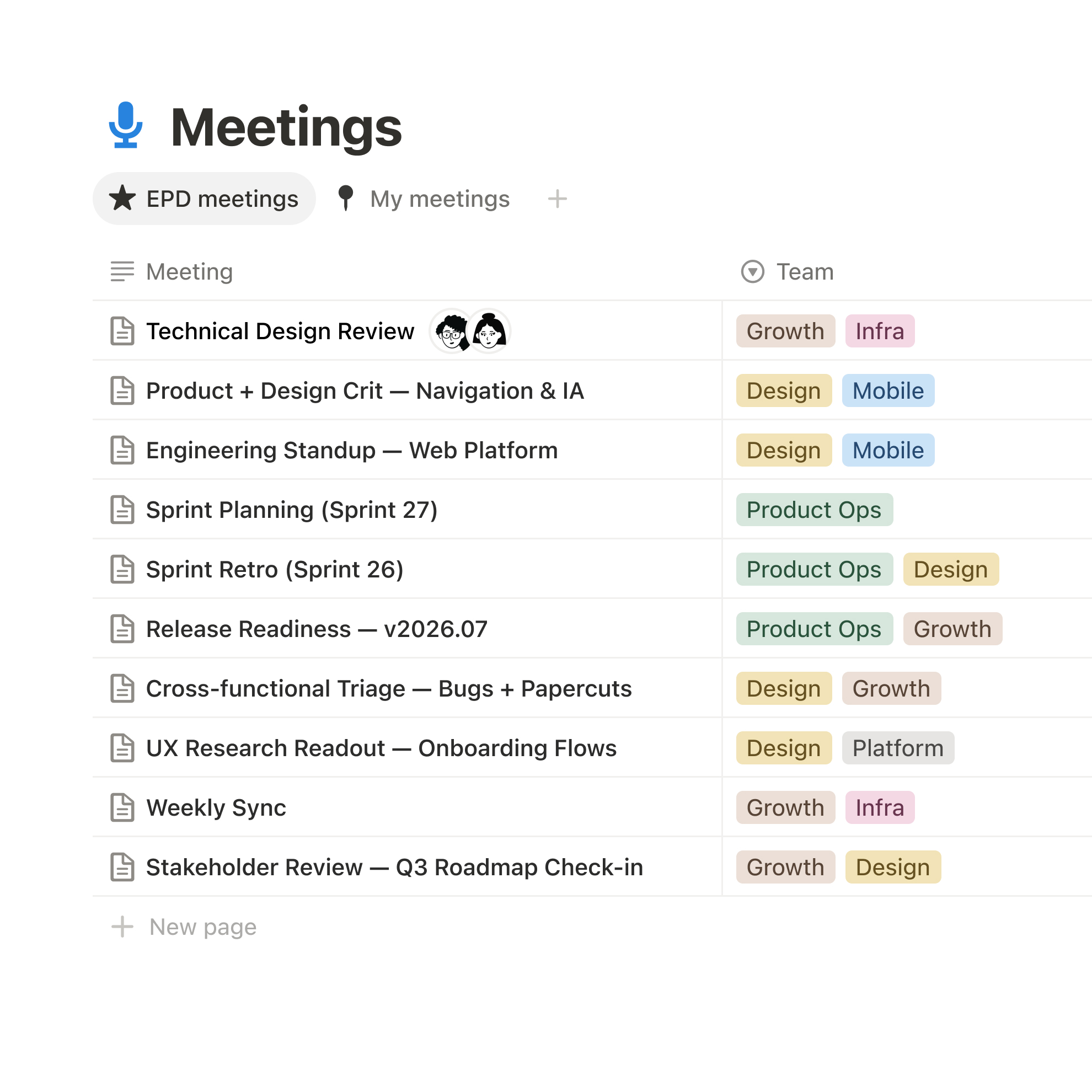 Notion workspace interface showing a content capture page